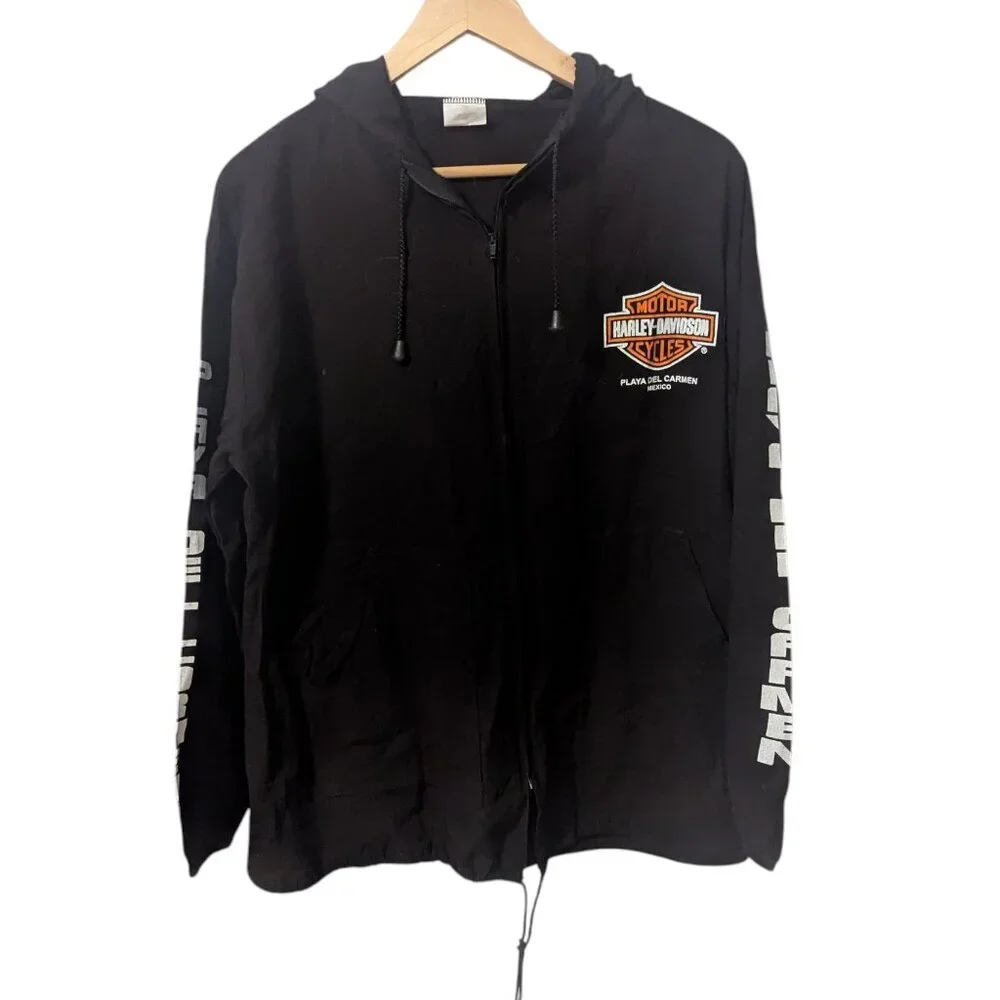 Harley-Davidson Jacket Hoodie Playa Del Carmen Motorcycle‎ Pockets Unisex LG